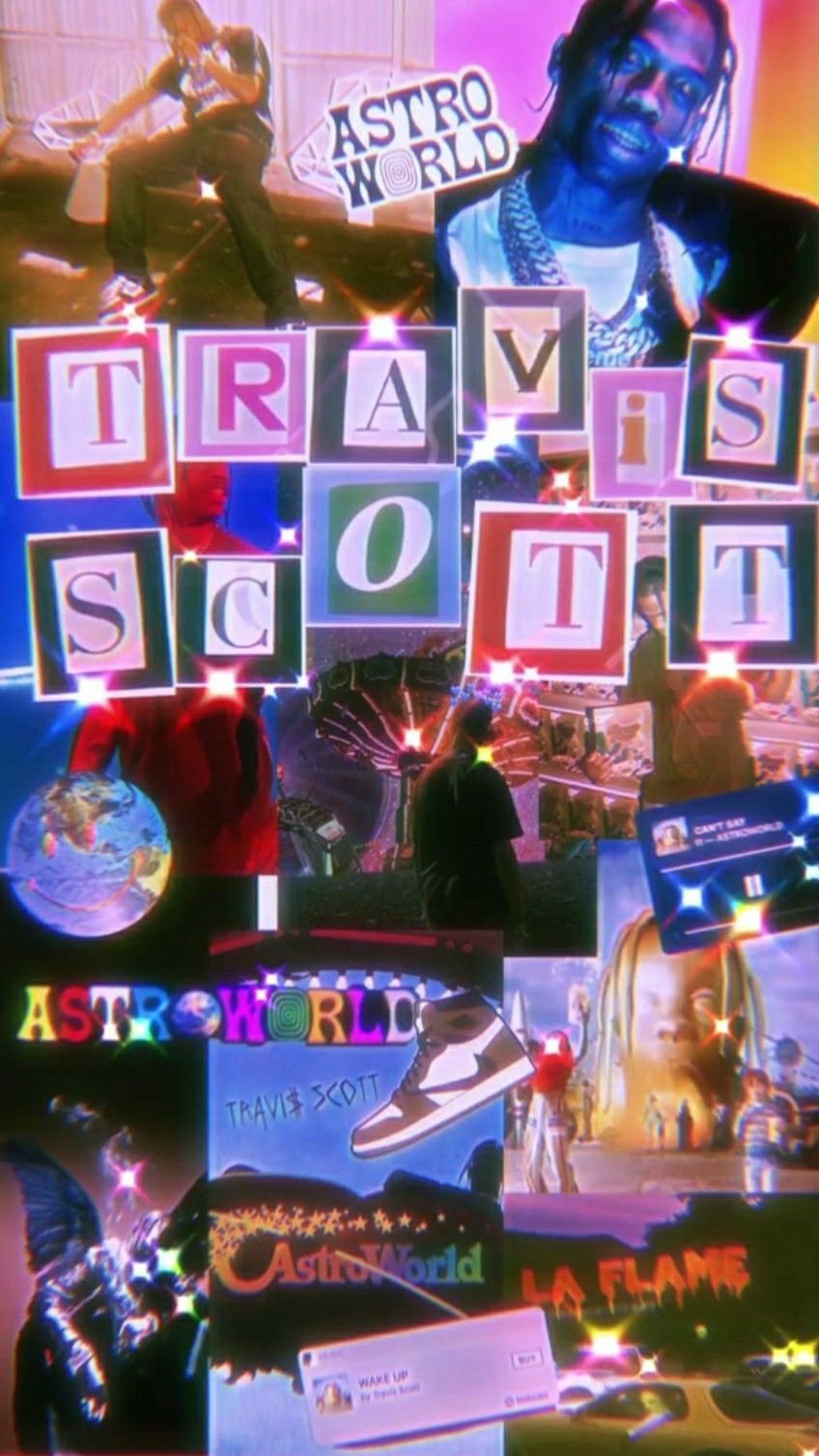 Travis Scott, Astroworld, Collage, Buchstaben, Bunt, HD, Sperrbildschirm fürs iPhone