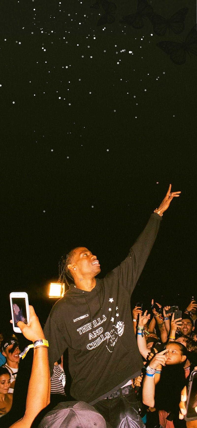 Travis Scott, Konzert, Publikum, Nachthimmel, Hintergrundbild für iPhone und Android