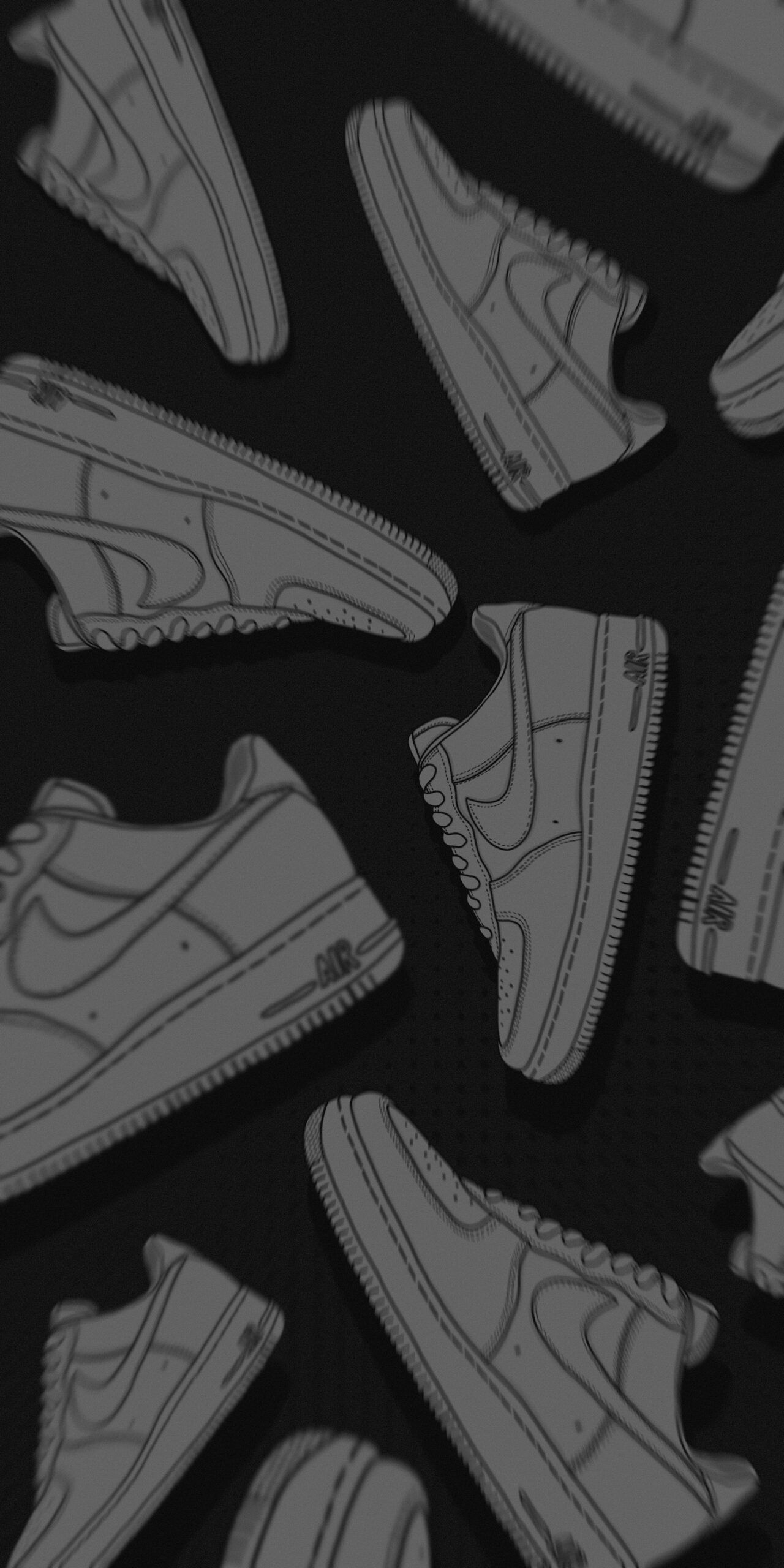 Nike Air Force 1, Muster, Grau, Dunkel, Full HD, Handy-Hintergrund im Hochformat