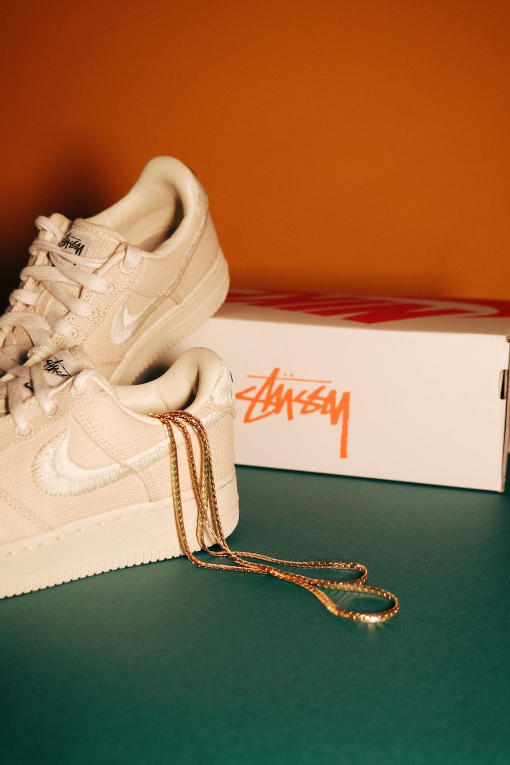 Stüssy, Nike Air Force 1, Schuhkarton, Orange, Grün, HD, Sperrbildschirm fürs iPhone