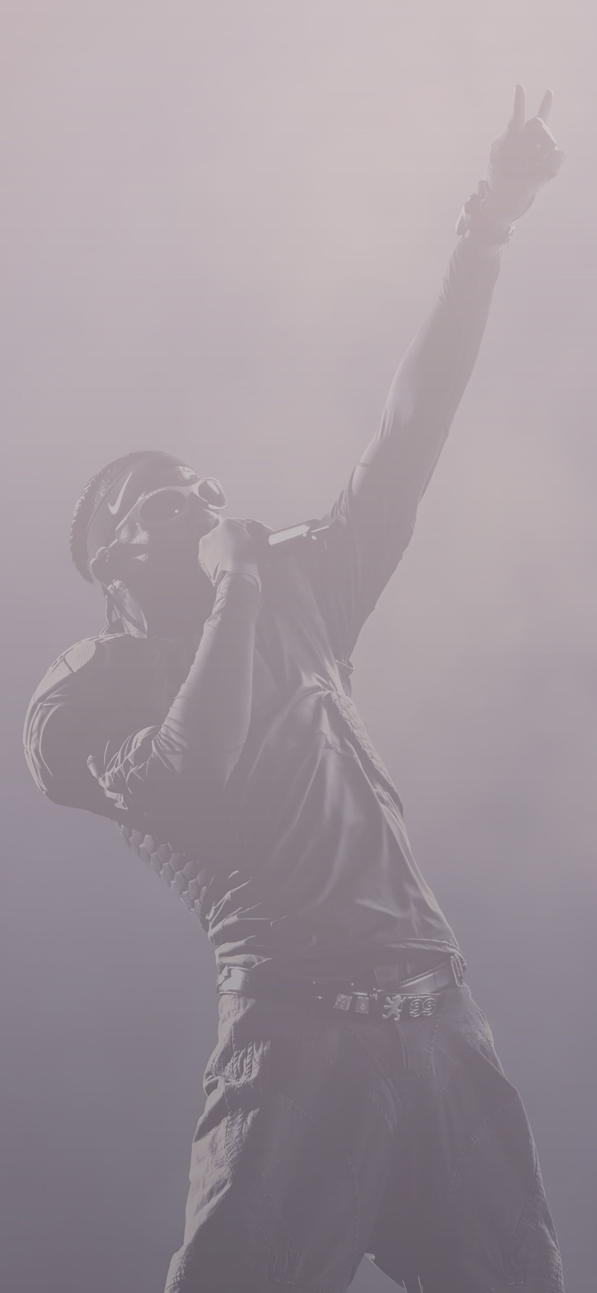 Travis Scott, Erhobene Hand, Nebel, Silhouette, QHD+, Sperrbildschirm fürs iPhone