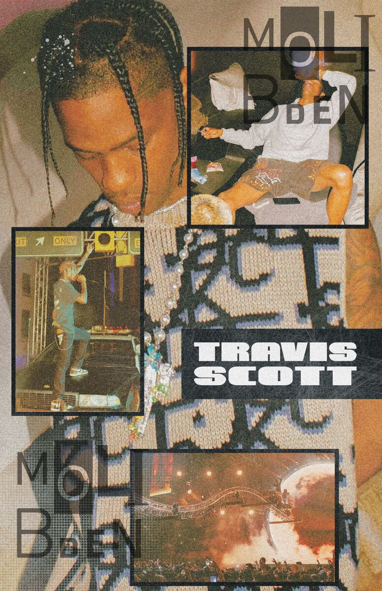 Travis Scott, Collage, Vintage, Schriftzug, Braun, HD, Hintergrundbild fürs Handy