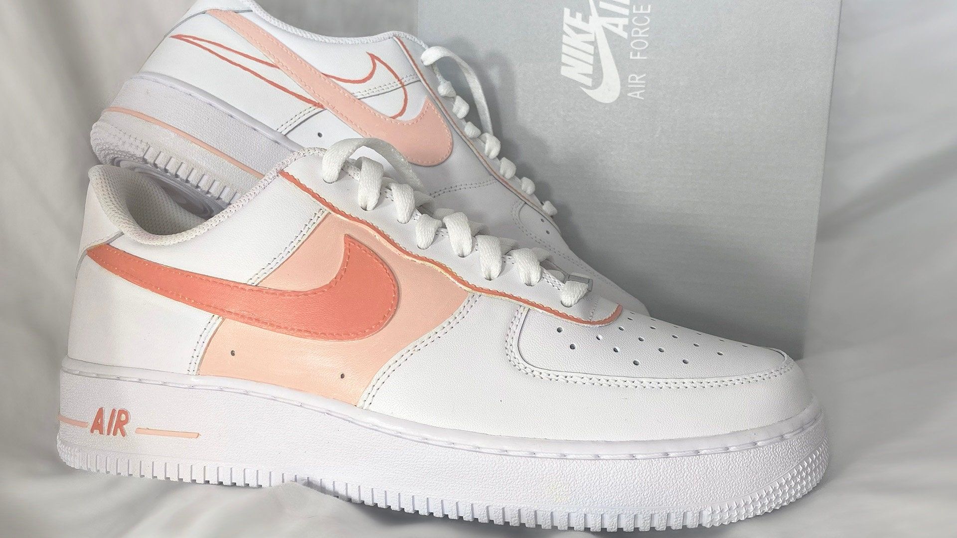 Nike Air Force 1, Custom-Design, Lachs, Nahaufnahme, Full HD, Desktop-Hintergrund für Windows