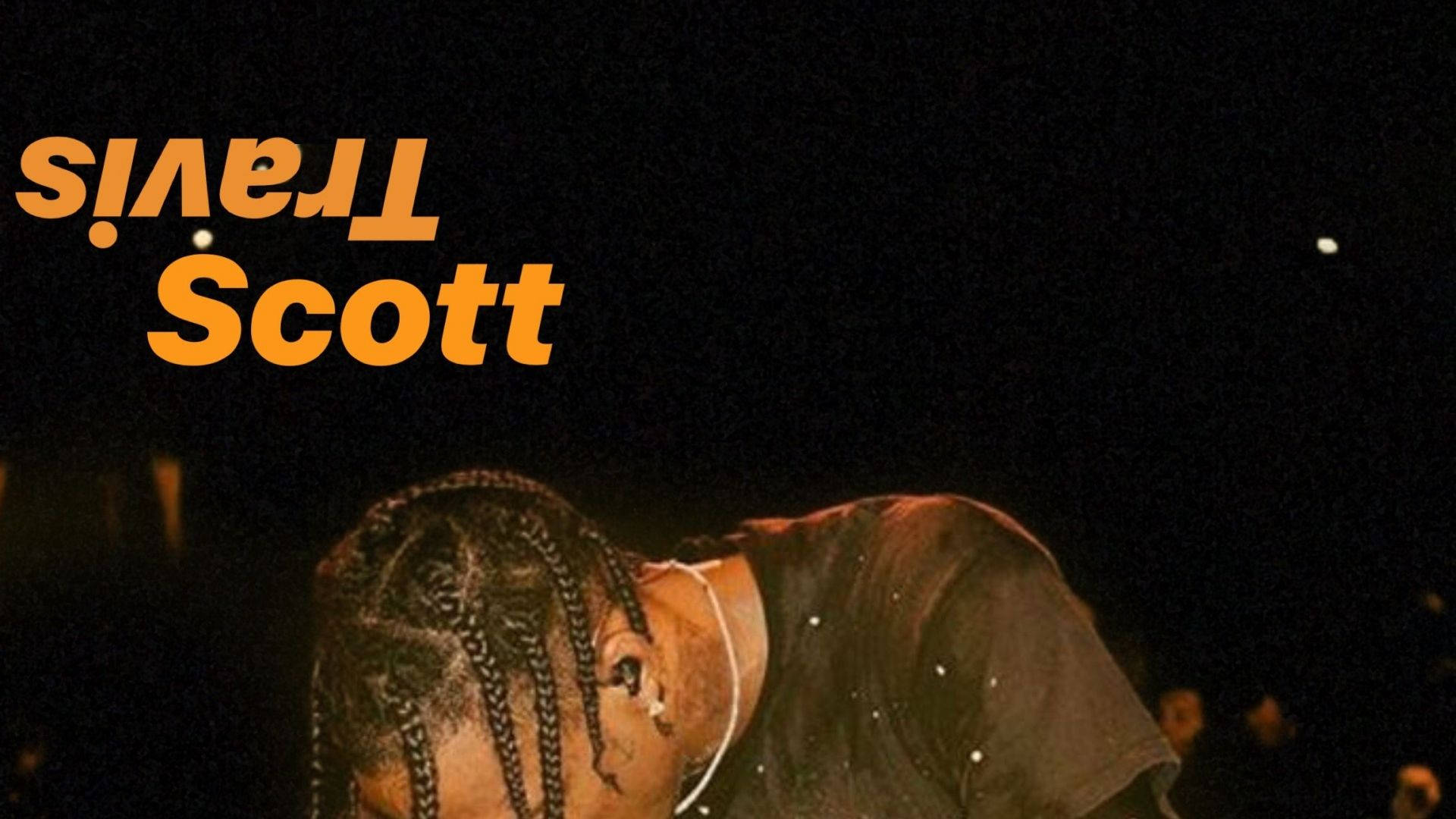 Travis Scott, Schriftzug, Zöpfe, Dunkel, Orange, Full HD 1080p, Desktop-Hintergrundbild