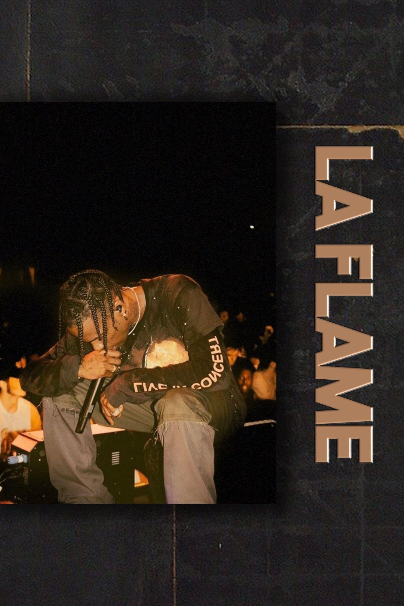 Travis Scott, La Flame, Konzert, Schriftzug, Dunkel, Full HD, Hintergrundbild fürs Handy
