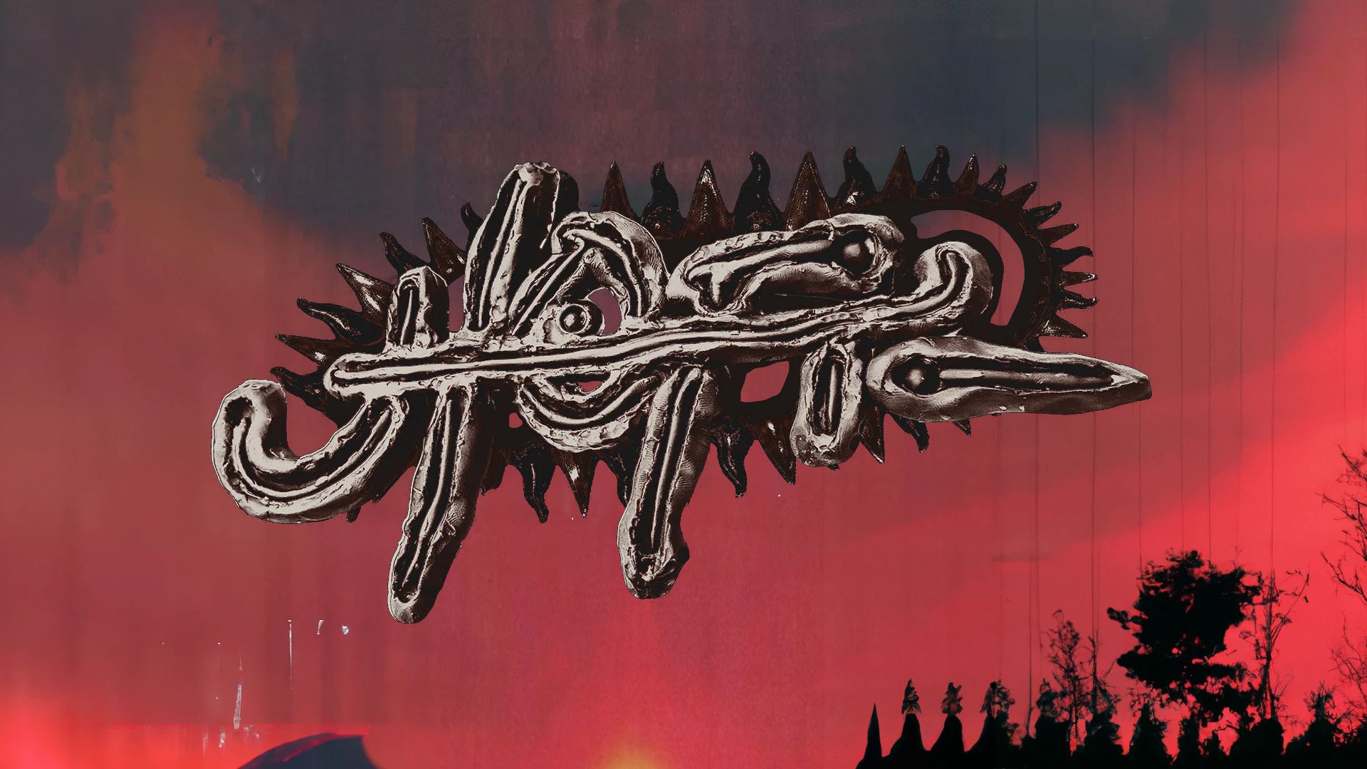 Travis Scott, Utopia, Logo, Roter Himmel, Chrom, Full HD, Desktop-Hintergrund für Windows