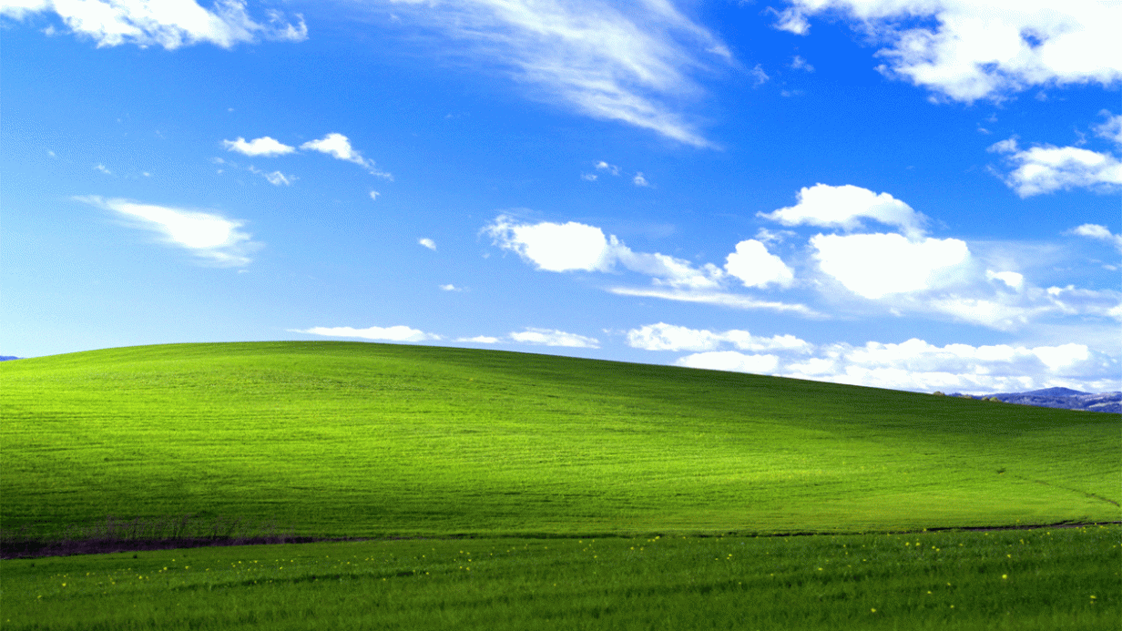 Bliss, Windows XP, Grüne Wiese, Hügel, Blauer Himmel, Hintergrund