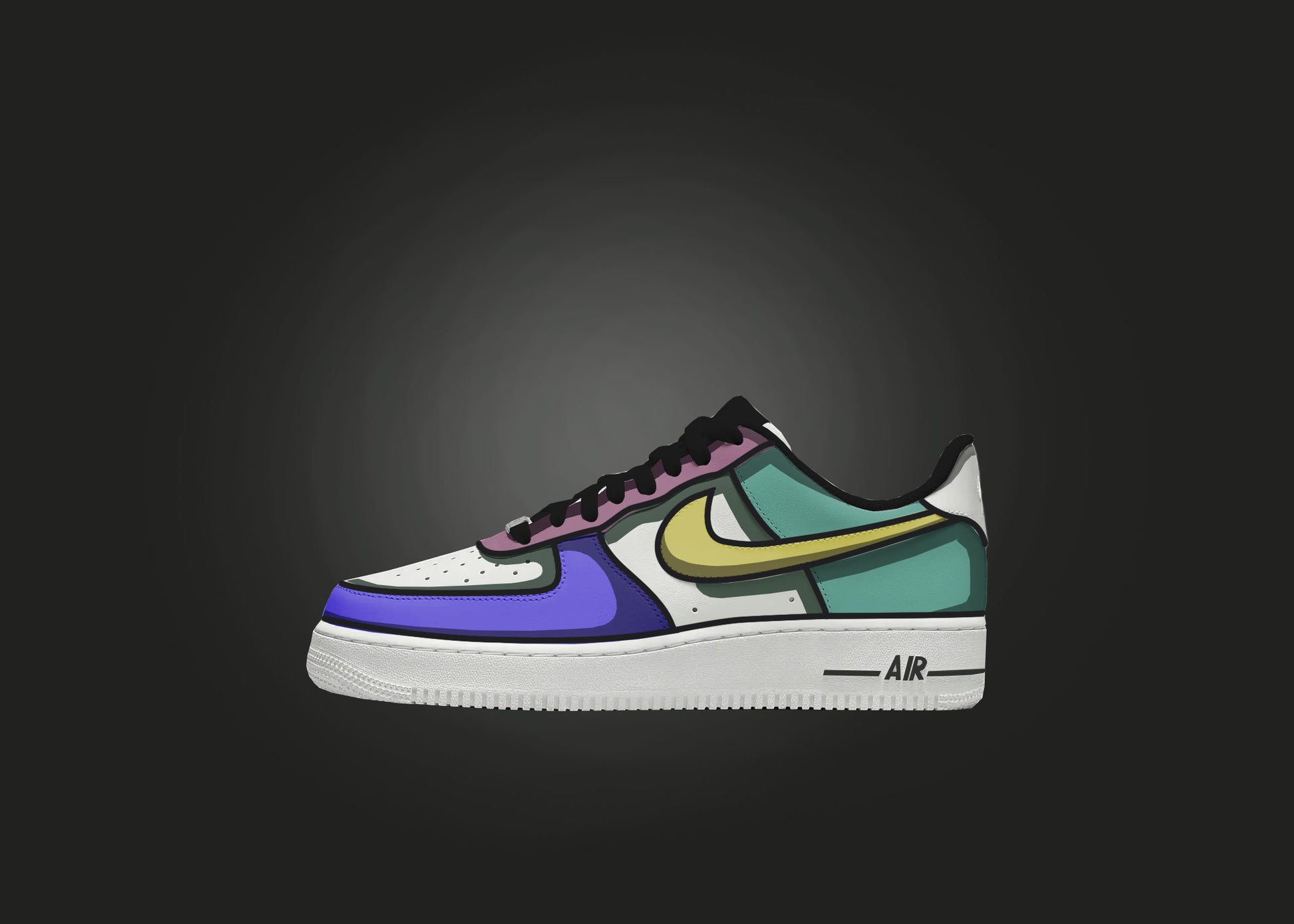 Nike Air Force 1, Bunt, Lila, Grün, Dunkelgrau, Full HD, Desktop-Hintergrund für Windows