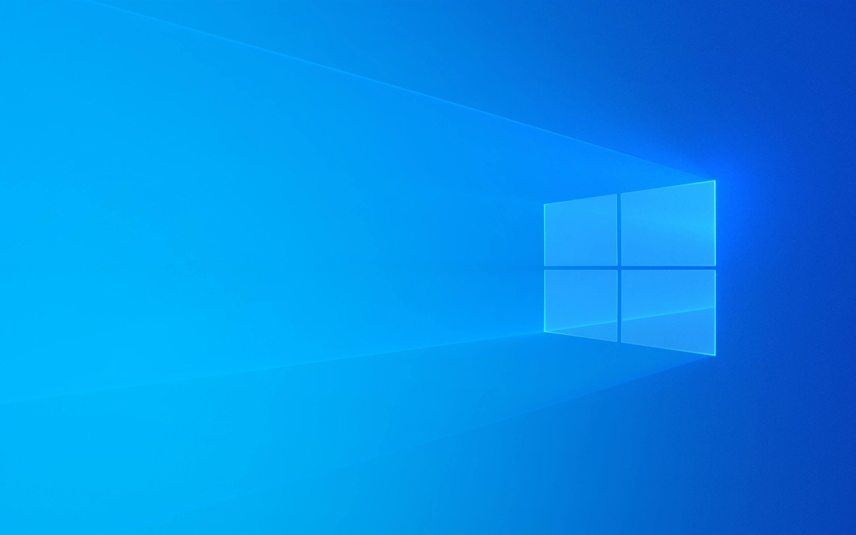 Windows 10, Windows-Logo, Hellblau, Lichtstrahlen, 2K, Hintergrundbild für den PC