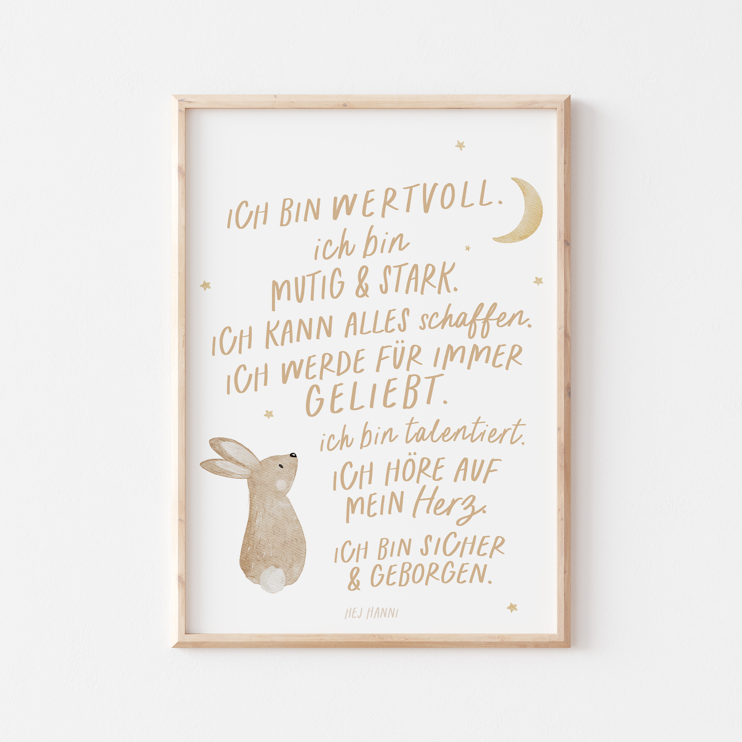 Ich bin wertvoll, Affirmationen, Hase, Bilderrahmen, Kinderzimmer, Hintergrundbild fürs Tablet