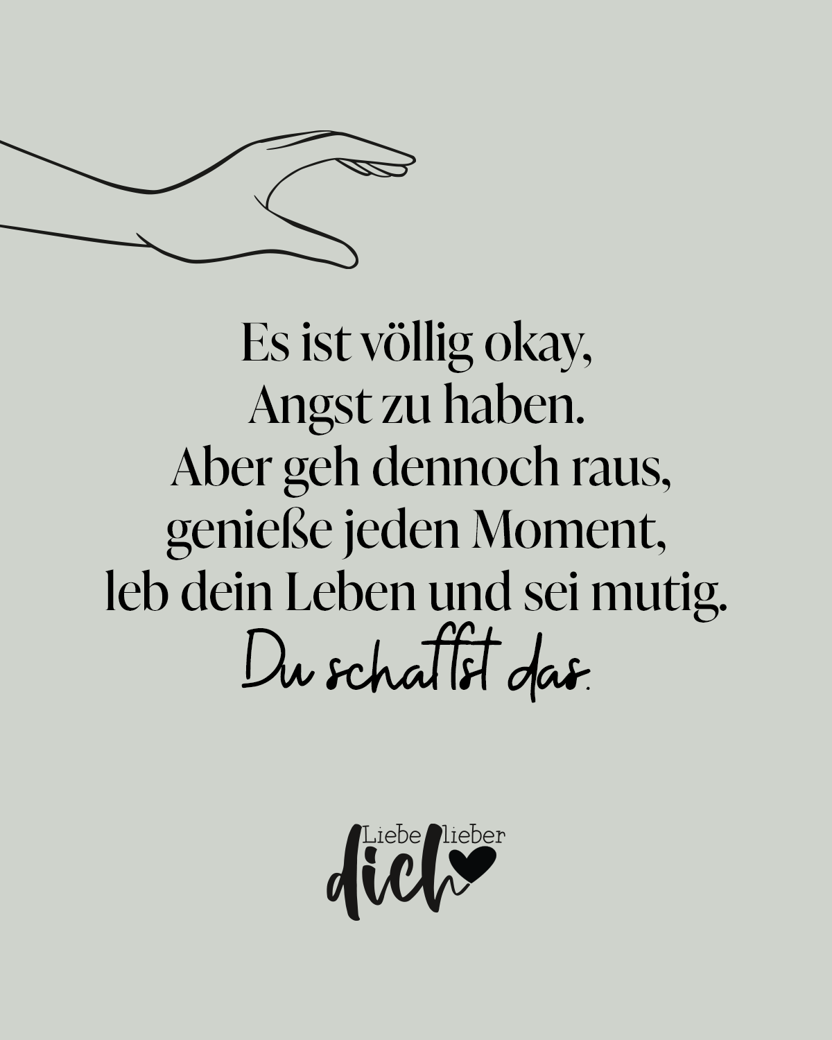 Es ist völlig okay, Angst zu haben, Spruch, Strichzeichnung, Hand, Salbeigrün, Full-HD-Tablet-Hintergrundbild
