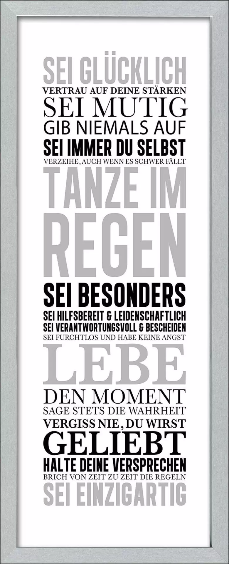 Sei glücklich, Sei mutig, Typografie, Schwarz-Weiß, Spruchbild, Hintergrundbild fürs Handy