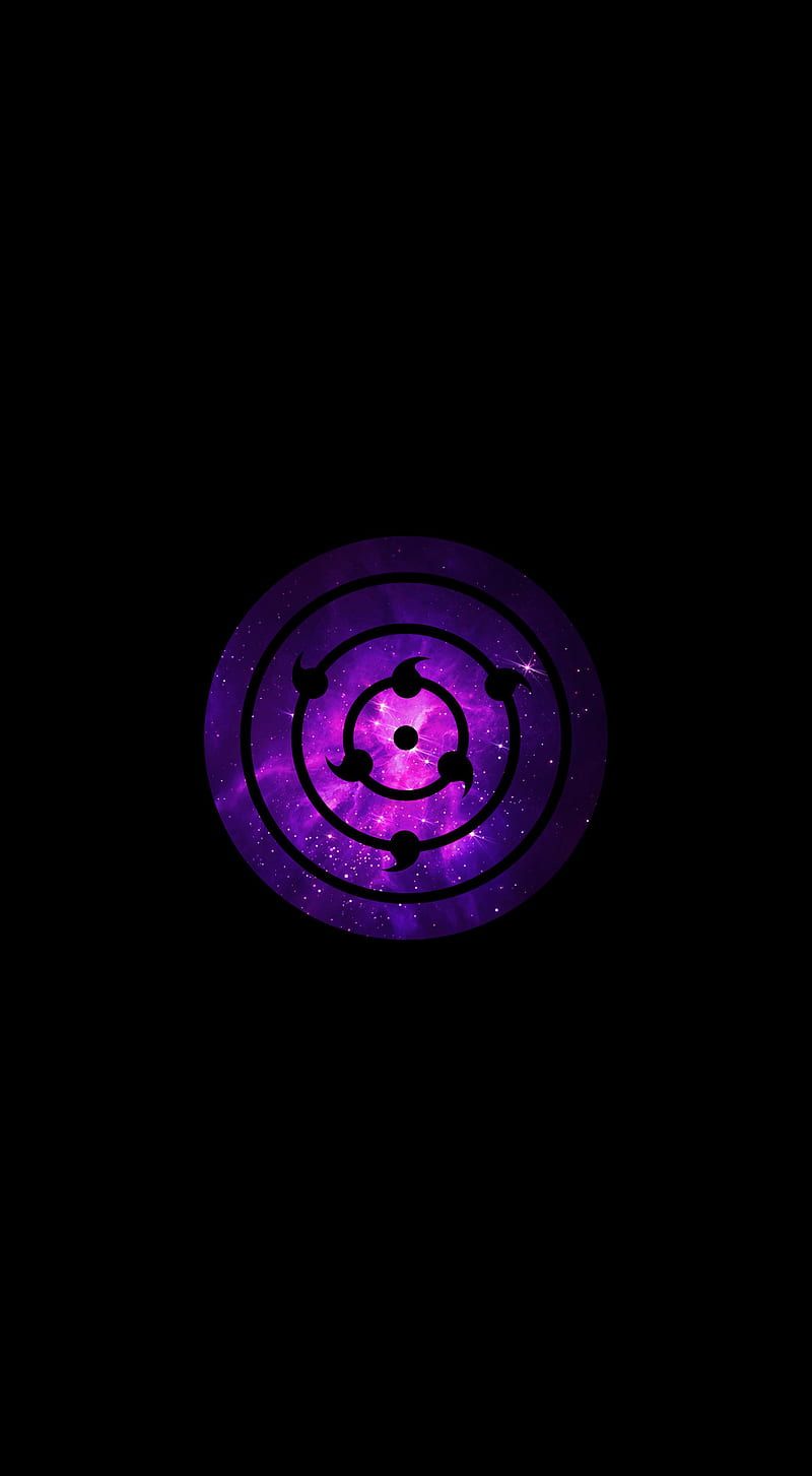 Rinnegan, Naruto, Lila, Schwarzer Hintergrund, Minimalismus, Sperrbildschirm fürs iPhone