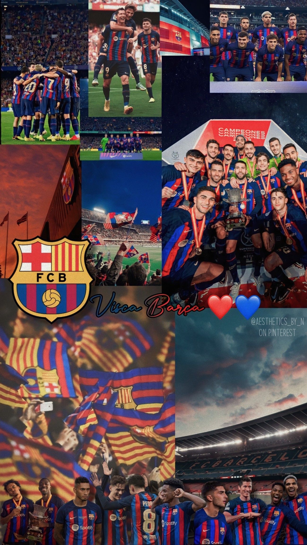 FC Barcelona, Collage, Mannschaft, Vereinswappen, Stadion, Android-Hintergrundbild