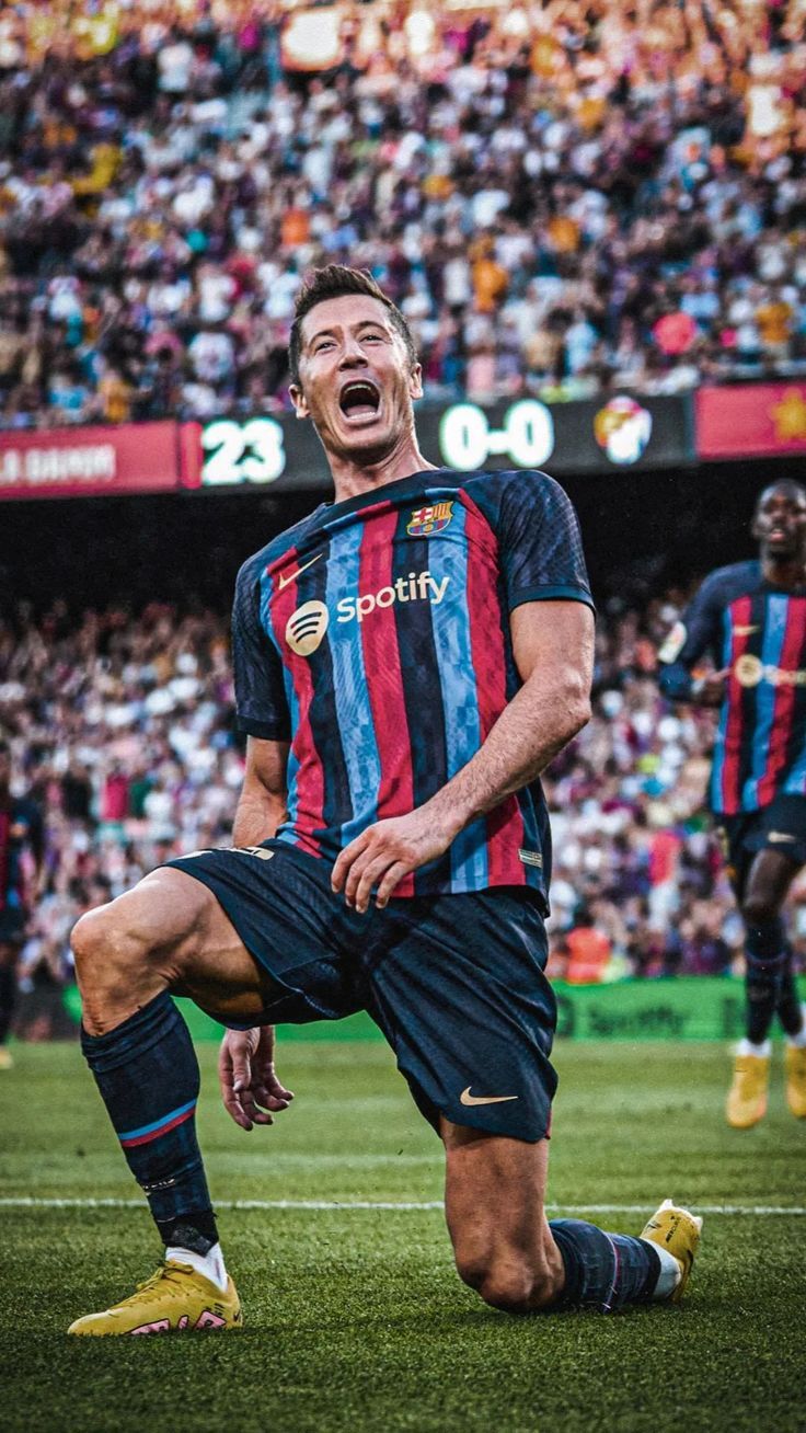 Robert Lewandowski, FC Barcelona, Torjubel, Stadion, Fans, HD, iPhone-Hintergrundbild