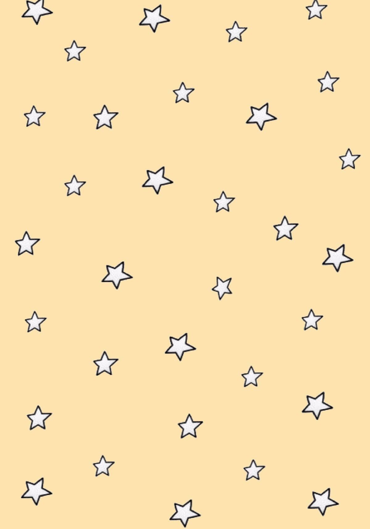 Sterne, Sternenmuster, Gelber Hintergrund, Doodles, Full HD Wallpaper