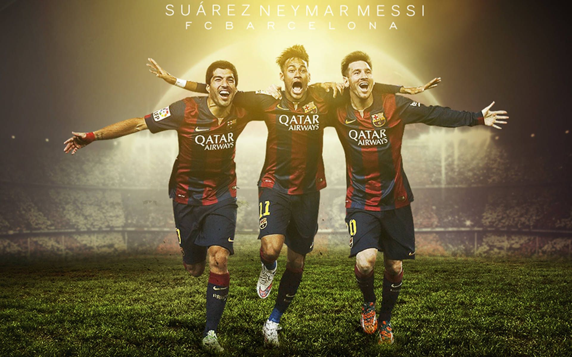 Luis Suárez, Neymar, Lionel Messi, FC Barcelona, MSN, Jubel, Full HD, Laptop-Hintergrundbild