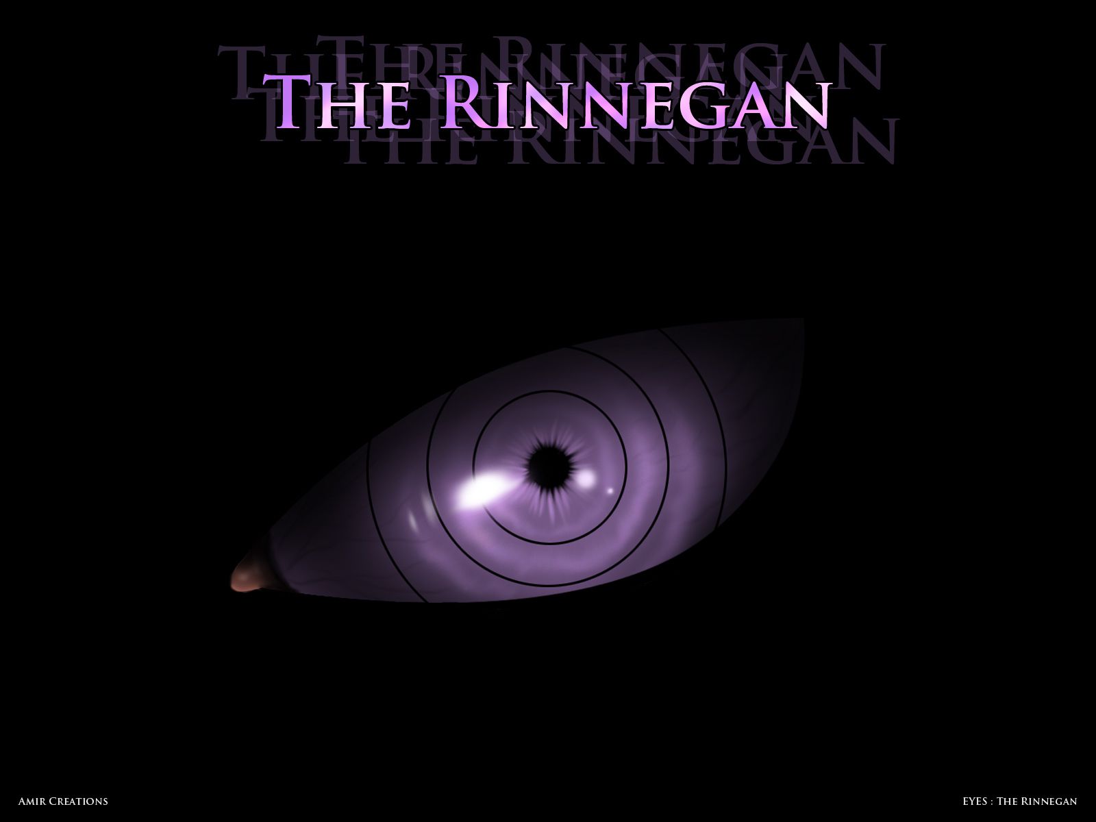 Rinnegan, Schriftzug, Auge, Schwarzer Hintergrund, HD Wallpaper