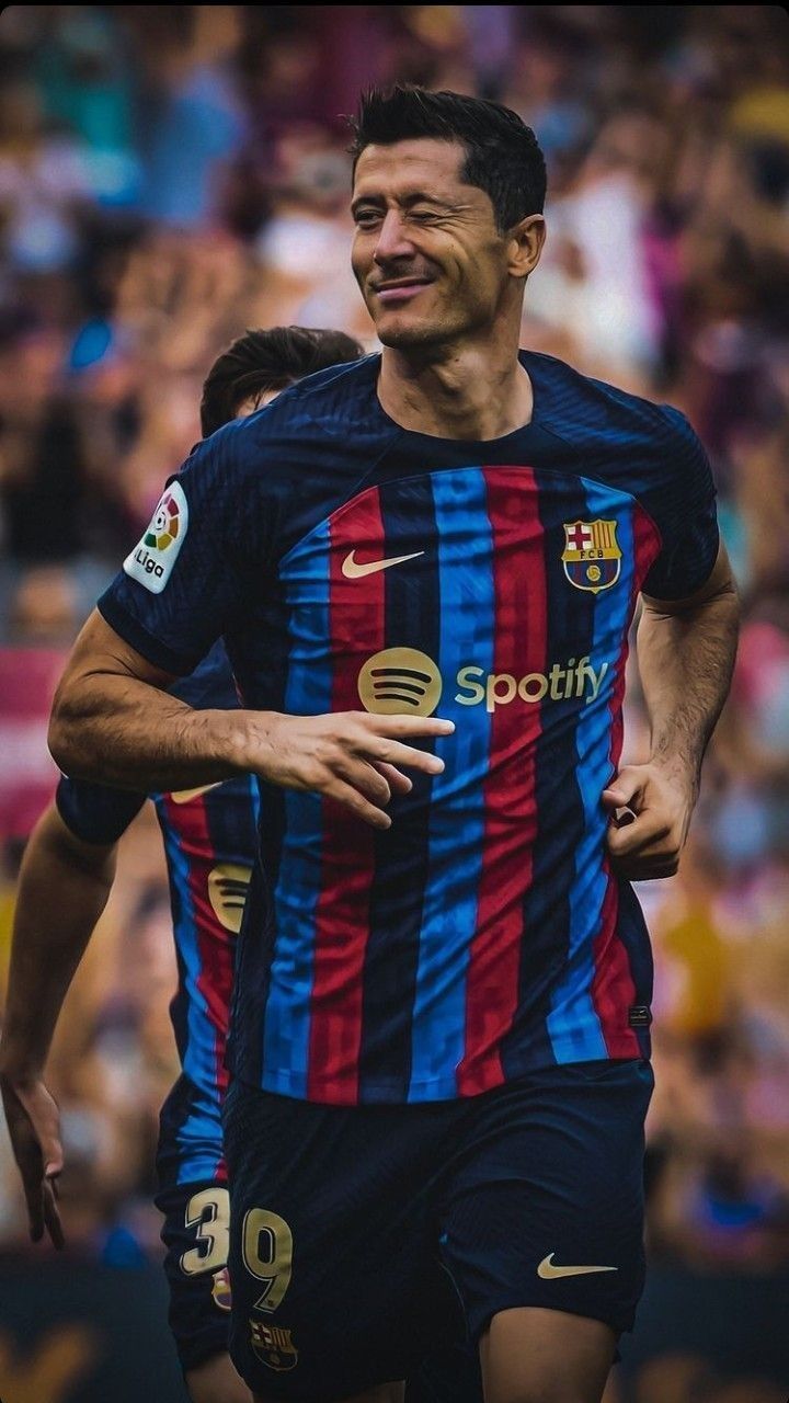 Robert Lewandowski, FC Barcelona, Jubel, Spotify, Stadion, HD, iPhone-Hintergrundbild
