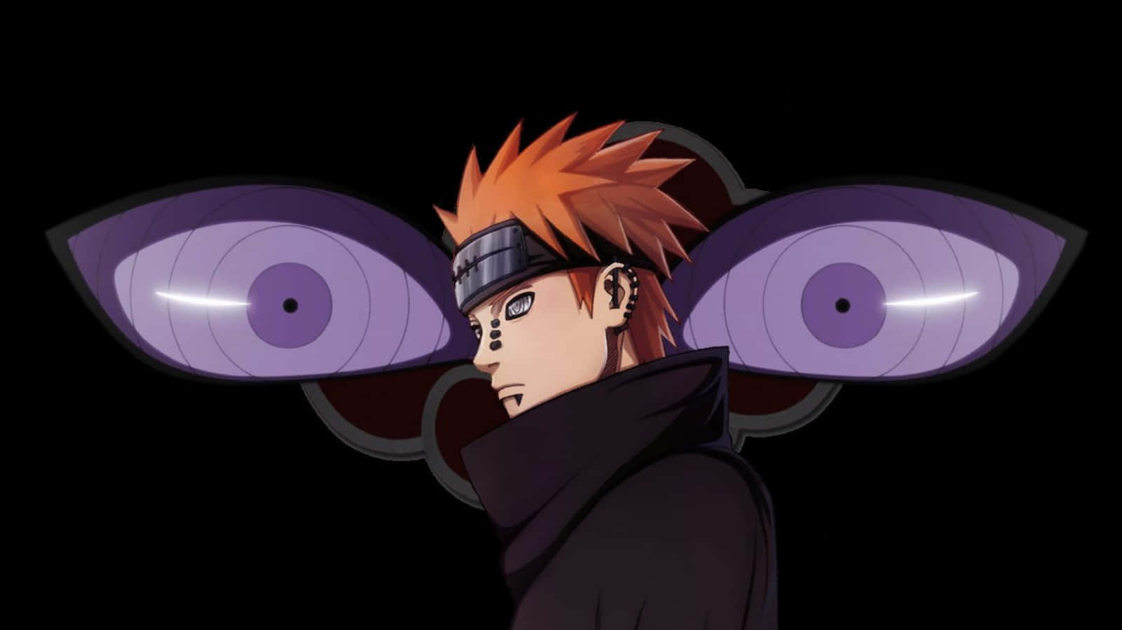Pain, Rinnegan, Akatsuki, Naruto, Schwarzer Hintergrund, HD Wallpaper