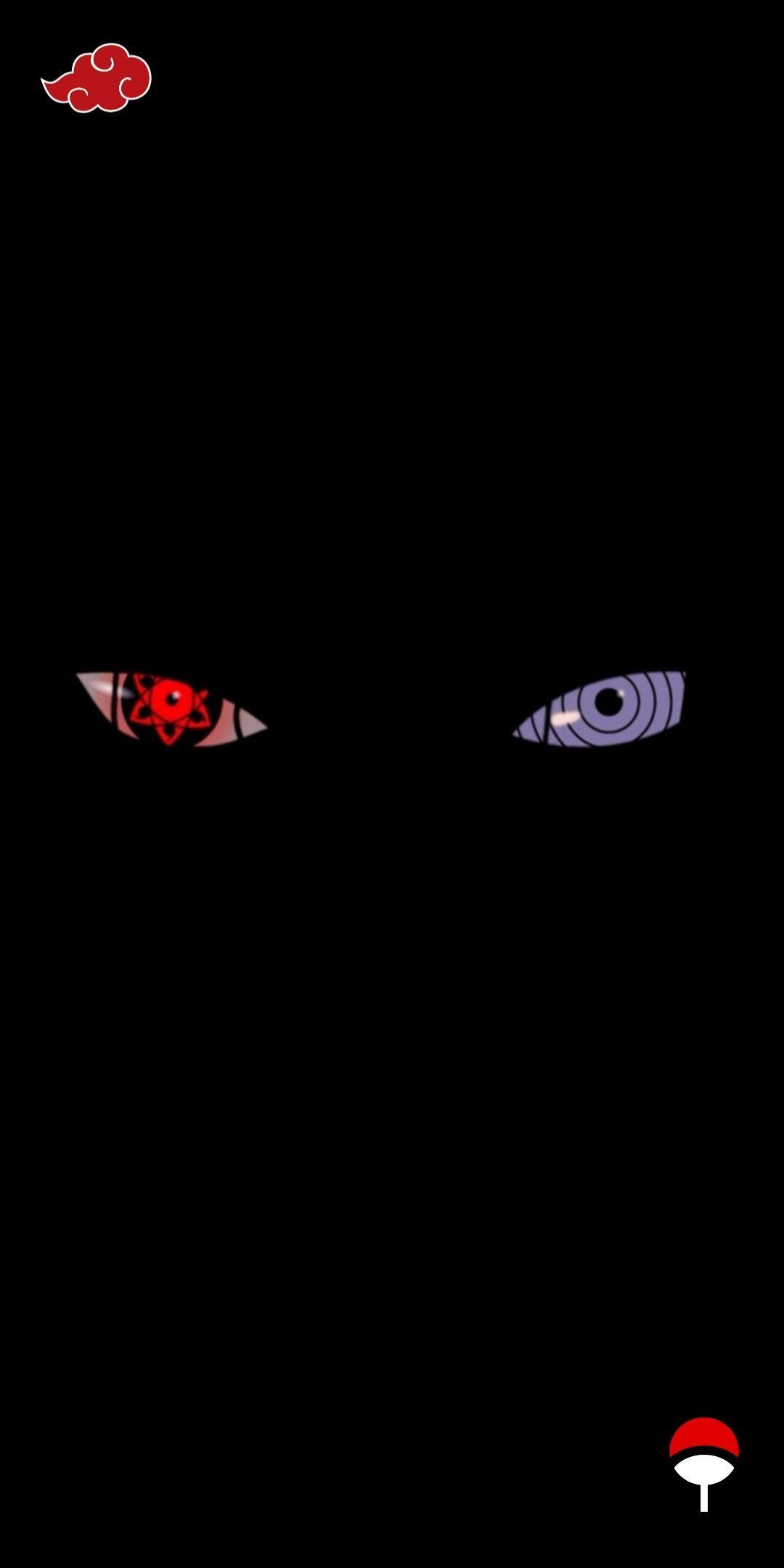 Sasuke Uchiha, Sharingan, Rinnegan, Uchiha-Wappen, Minimalismus, Hintergrundbild fürs Handy