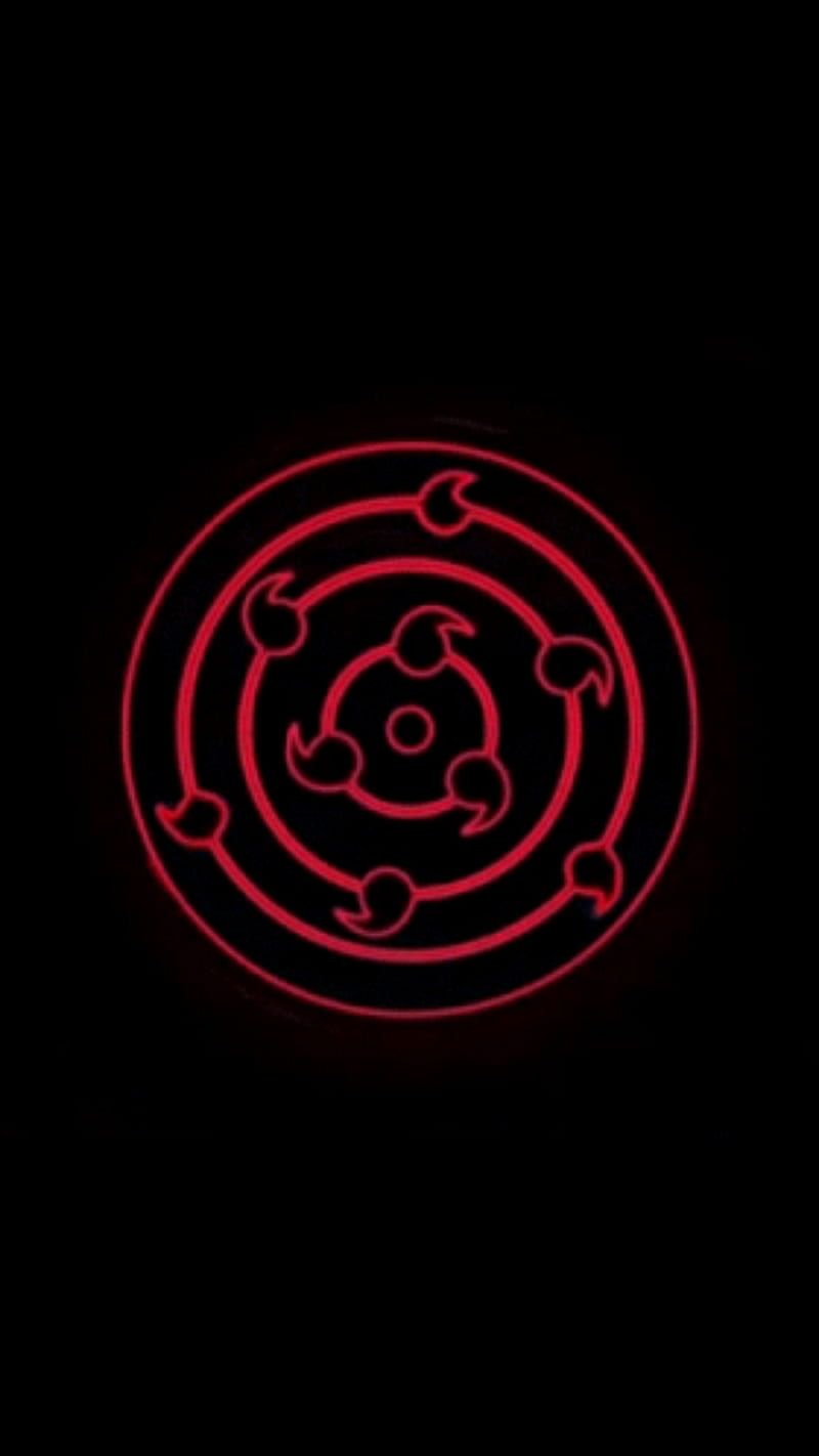 Rinne-Sharingan, Rot, Schwarzer Hintergrund, Naruto, HD, Sperrbildschirm fürs iPhone