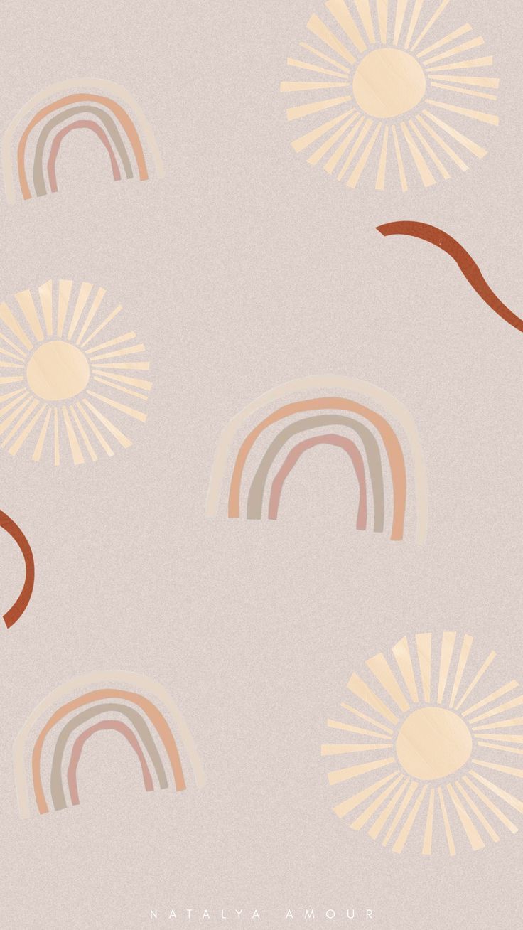 Regenbögen, Sonnen, Boho, Muster, Beiger Hintergrund, HD, Sperrbildschirm fürs iPhone