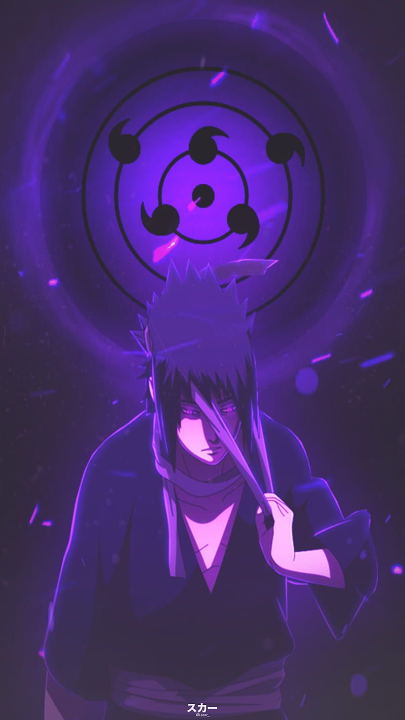 Sasuke Uchiha, Rinnegan, Lila, Naruto, HD, Handy-Hintergrund im Hochformat