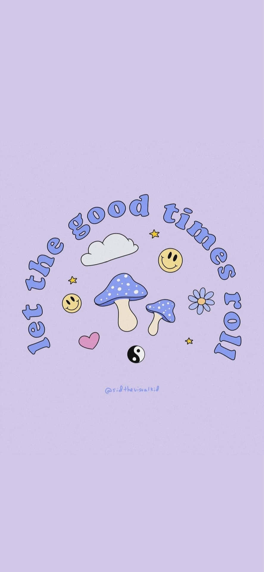 Let the Good Times Roll, Pilze, Smileys, Lila Hintergrund, Retro, Sperrbildschirm fürs iPhone