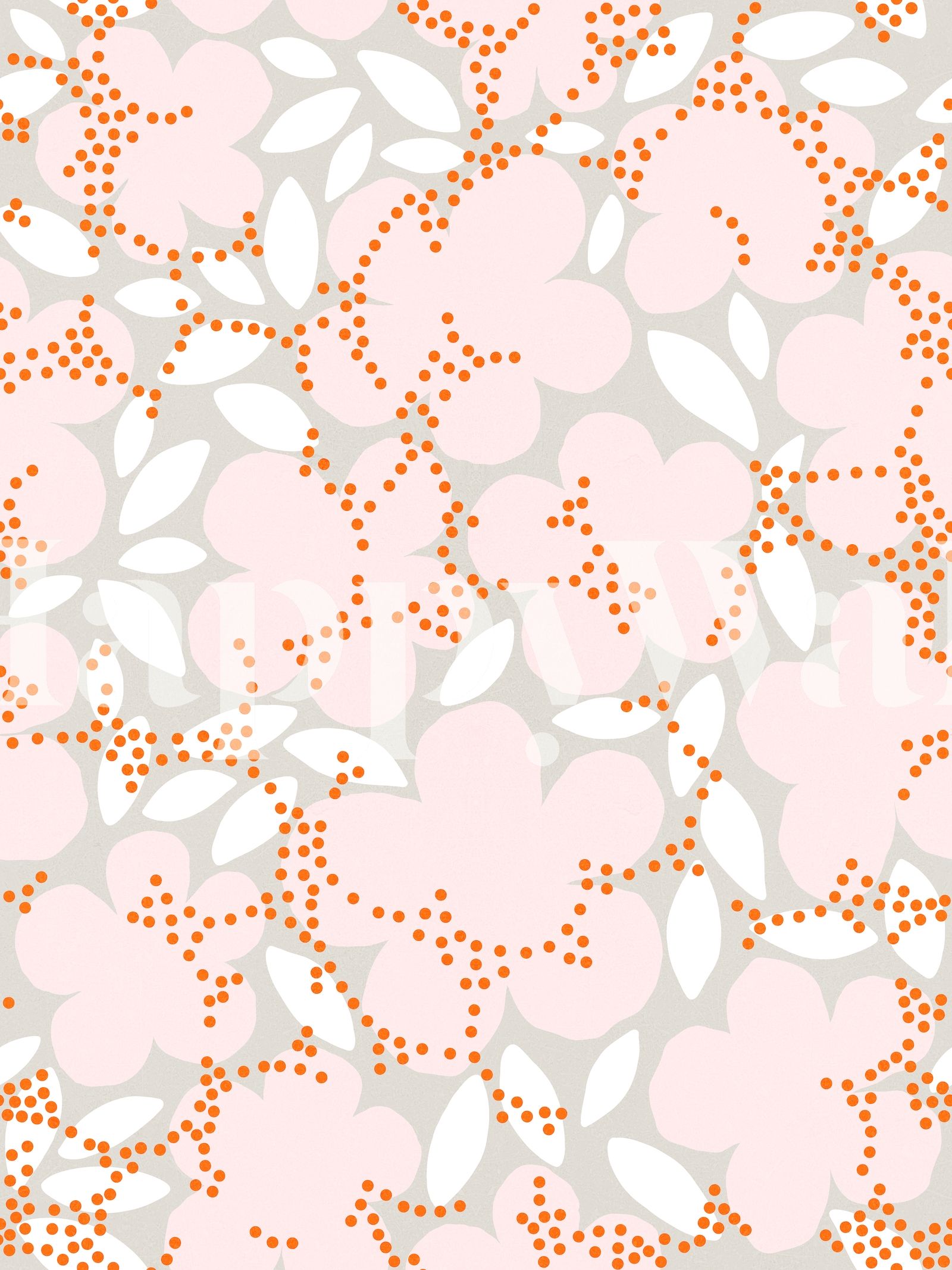 Blumenmuster, Punkte, Rosa Orange, Ornamente, QHD+, Hintergrundbild fürs Tablet
