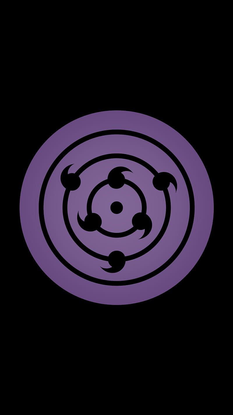 Rinne-Sharingan, Lila, Schwarzer Hintergrund, Minimalismus, Sperrbildschirm fürs iPhone