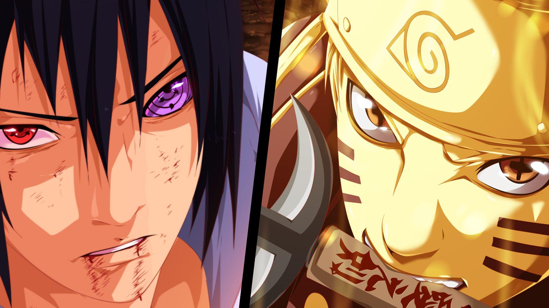 Sasuke Uchiha, Naruto Uzumaki, Rinnegan, Sharingan, Rivalen, Full HD, Breitbild-Hintergrundbild