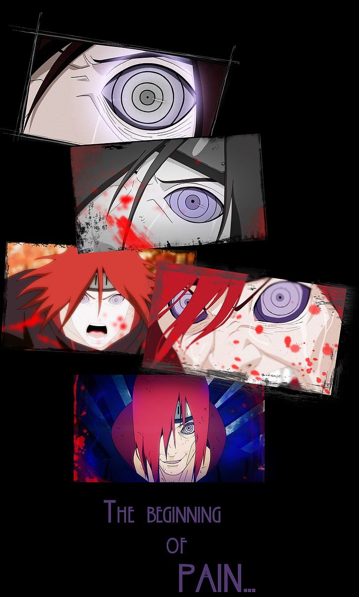 Nagato, Pain, Rinnegan, Collage, The beginning of Pain, HD, Handy-Hintergrund im Hochformat