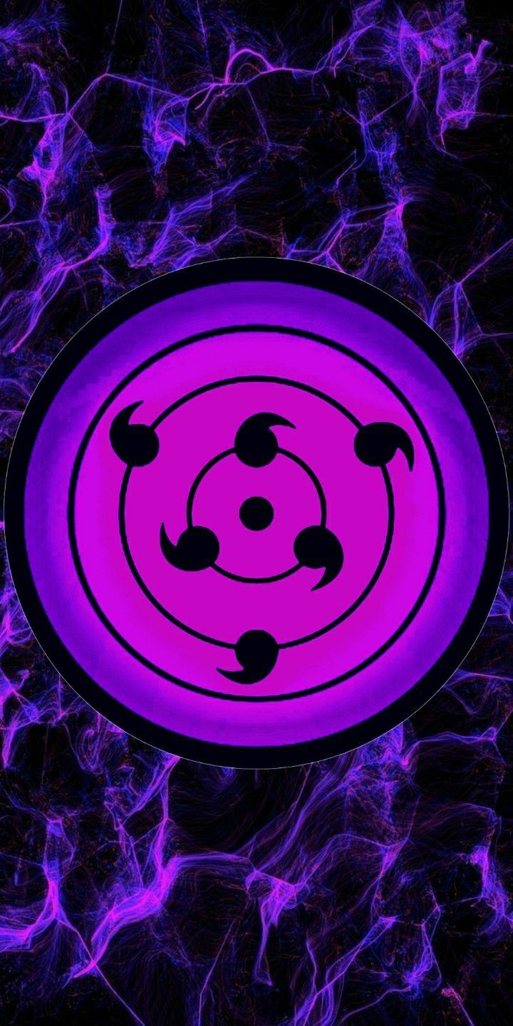 Rinne-Sharingan, Lila Blitze, Schwarz, Naruto, Hochformat, Hintergrundbild fürs Smartphone