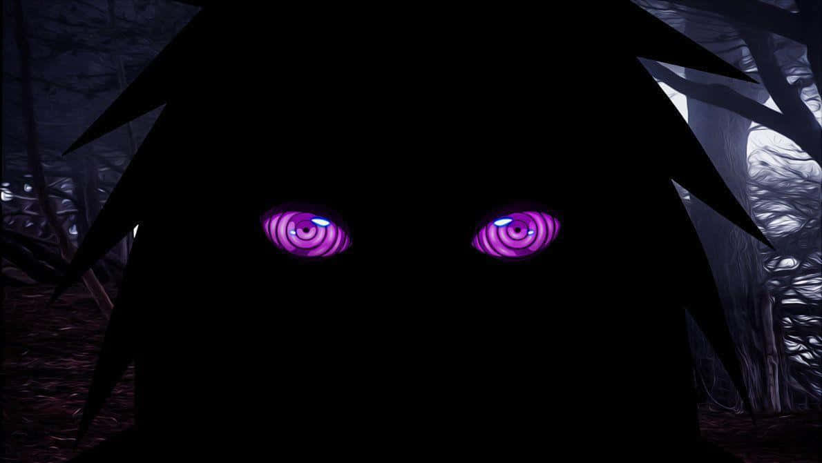 Rinnegan, Augen, Dunkler Wald, Silhouette, Lila, Hintergrund
