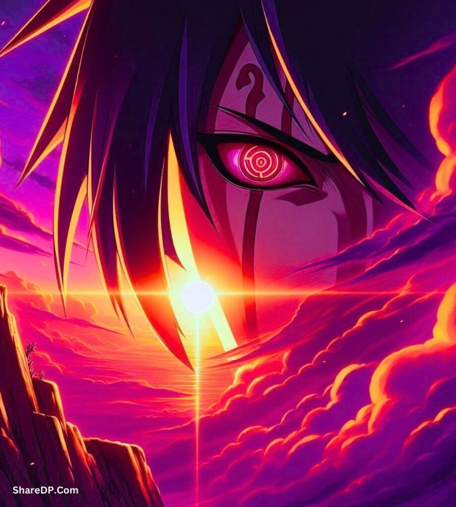 Rinne-Sharingan, Sonnenuntergang, Lila, Pink, Naruto, Hintergrundbild für iPad und Tablet