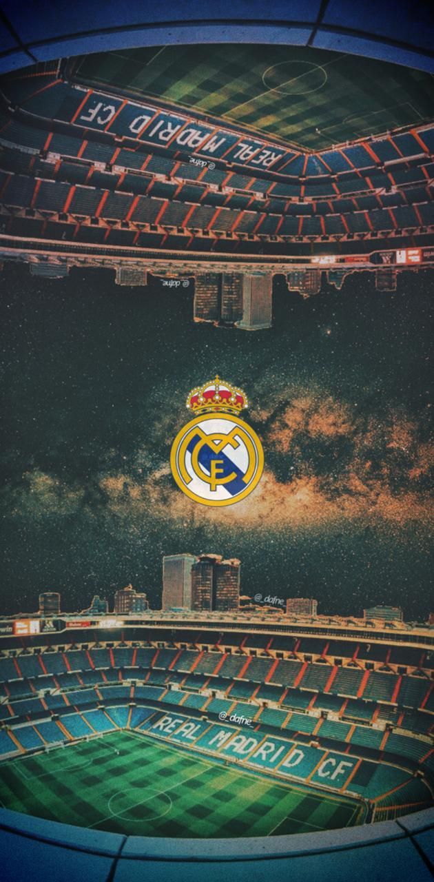 Estadio Santiago Bernabéu, Real Madrid, Vereinswappen, Collage, Tribünen, Hintergrundbild fürs Handy