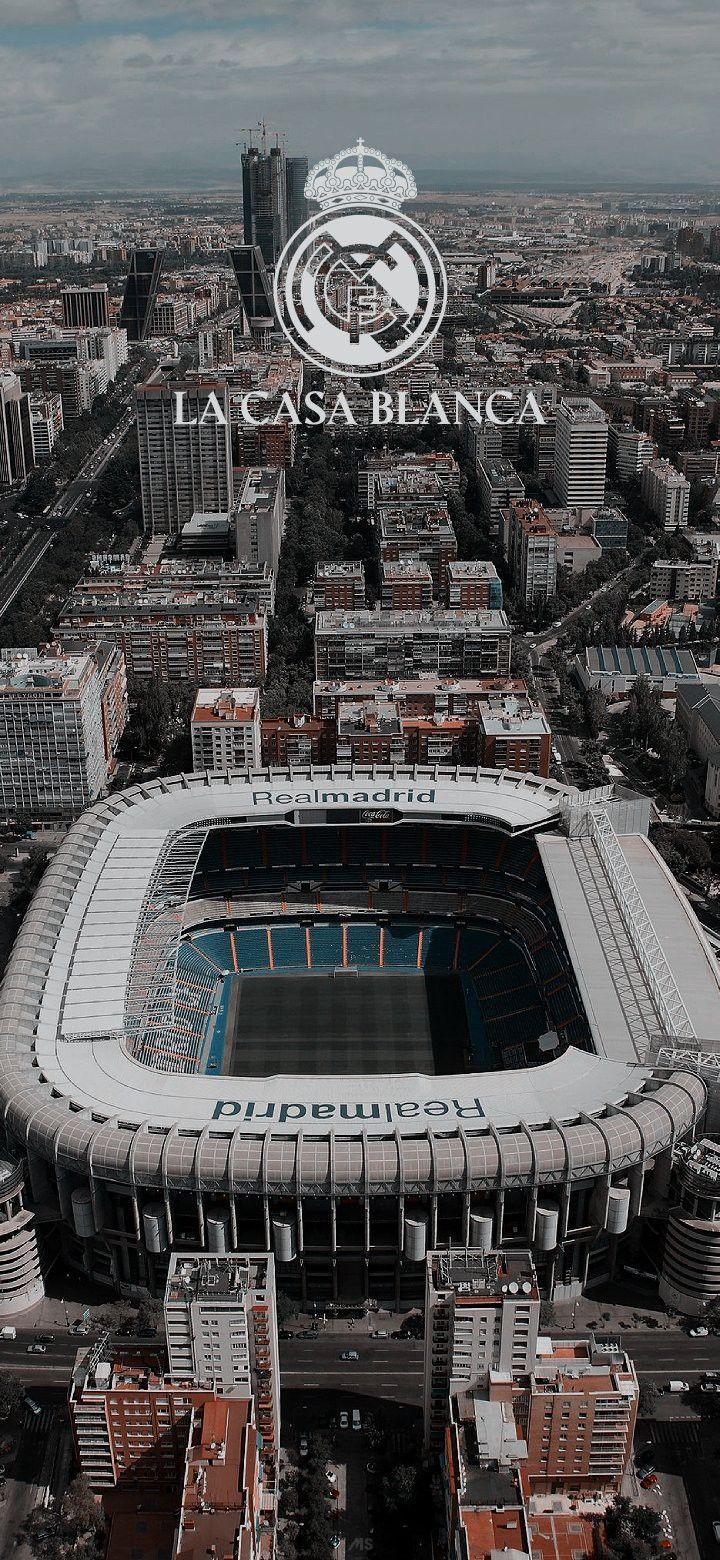 Estadio Santiago Bernabéu, La Casa Blanca, Real Madrid, Madrid, Luftaufnahme, HD-Handy-Hintergrundbild