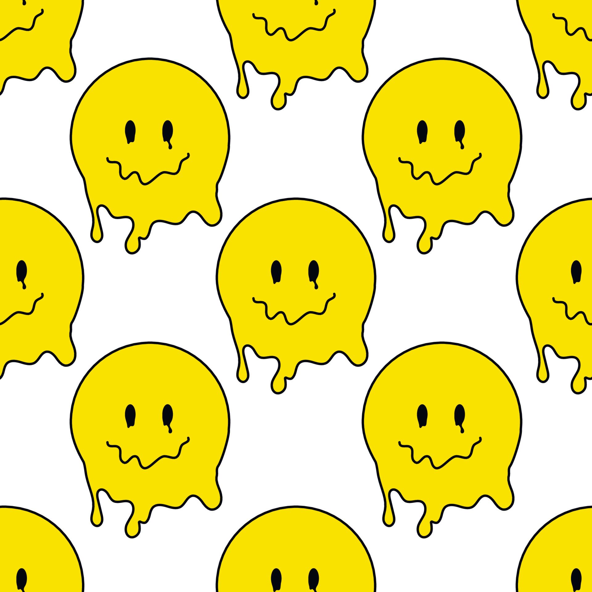 Smiley, Schmelzend, Gelb, Muster, Psychedelisch, Hintergrundbild für iPad und Tablet