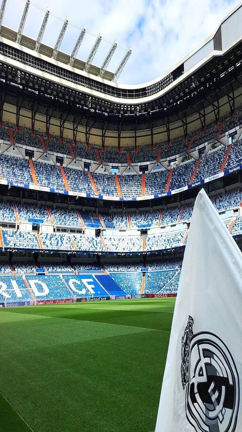 Estadio Santiago Bernabéu, Real Madrid, Eckfahne, Tribünen, Rasen, Sperrbildschirm fürs iPhone