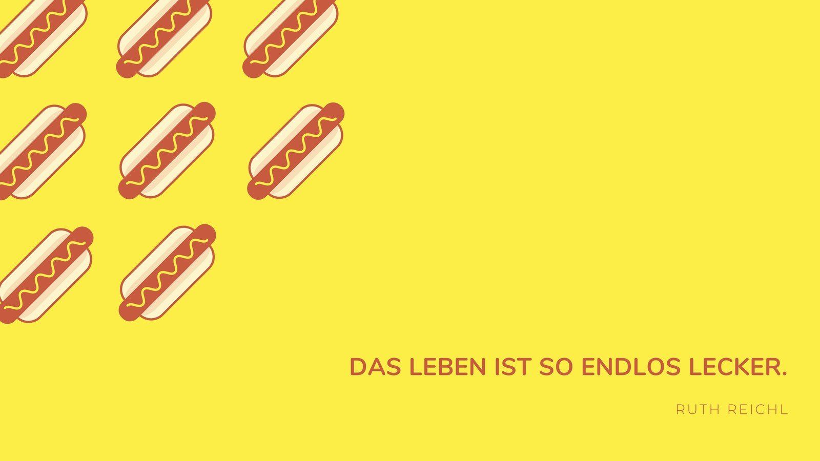 Hotdogs, Das Leben ist so endlos lecker, Zitat, Gelber Hintergrund, HD Wallpaper