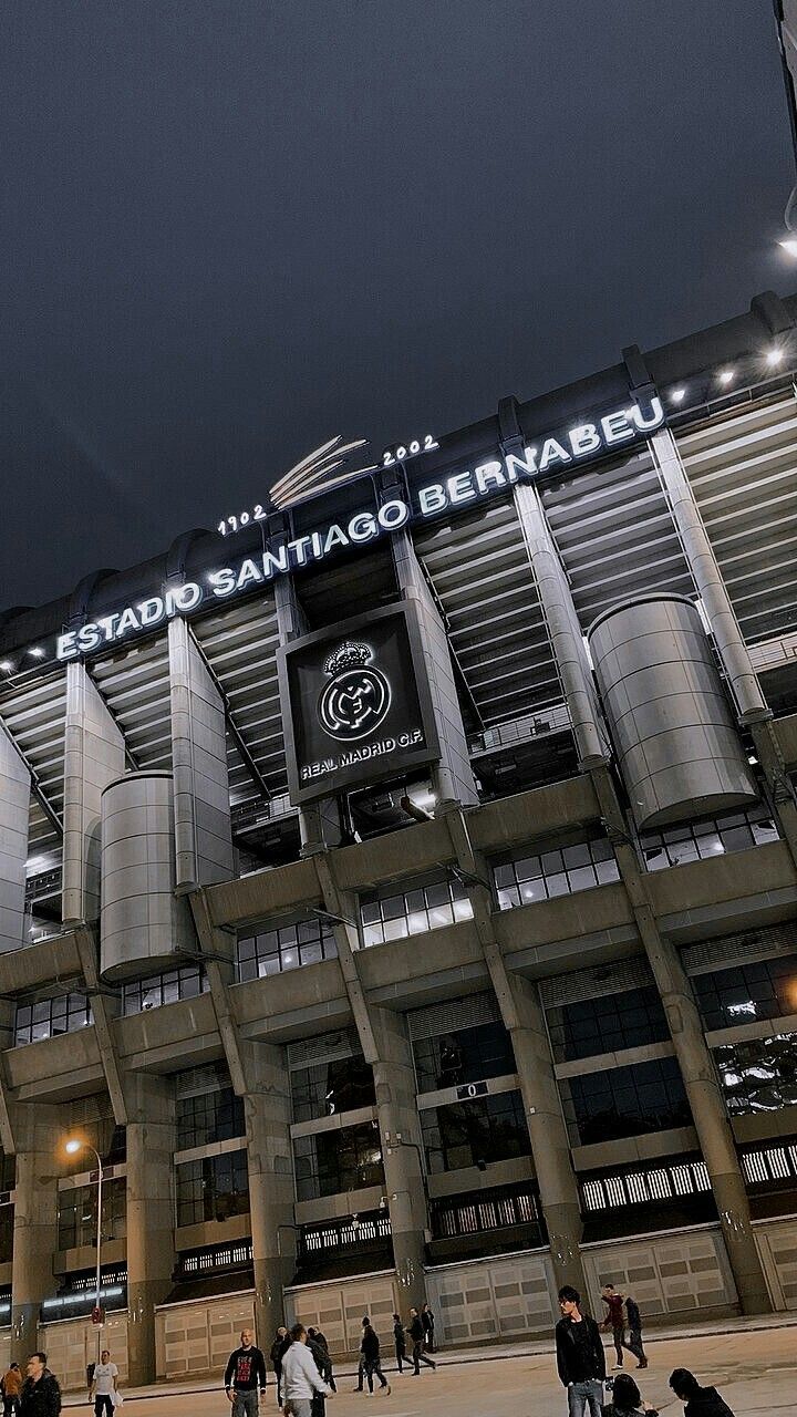 Estadio Santiago Bernabéu, Fassade, Real Madrid, Nacht, Froschperspektive, Android-Hintergrundbild