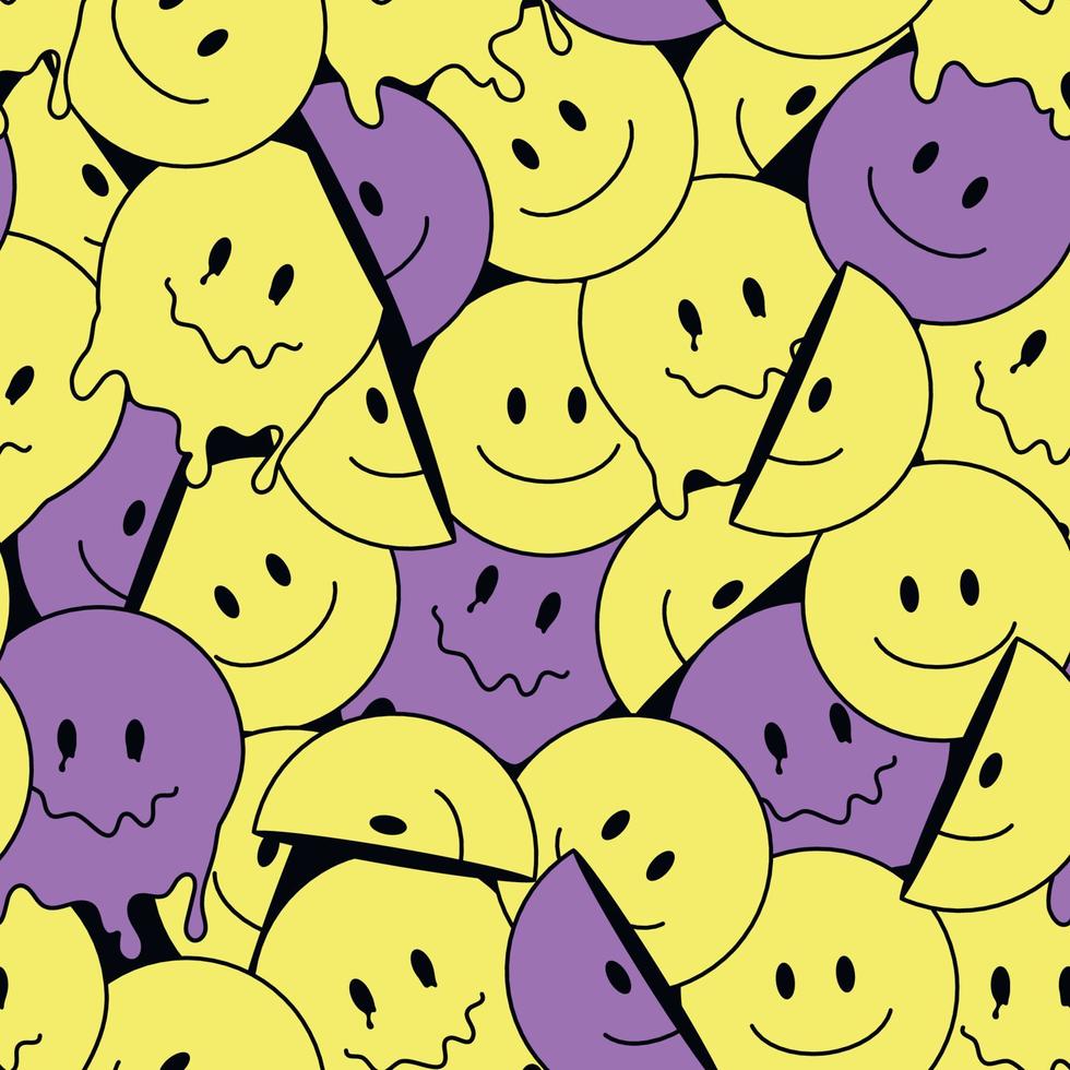 Smileys, Gelb, Lila, Muster, Schmelzend, Hintergrundbild für iPad und Tablet