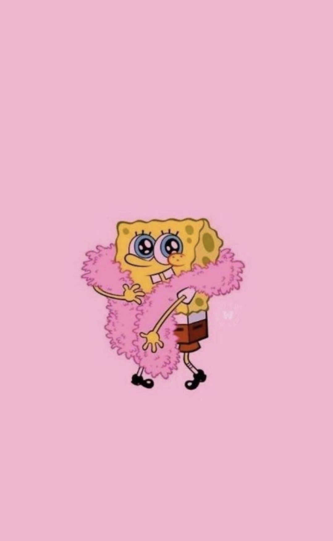 SpongeBob Schwammkopf, Pinke Federboa, Rosa Hintergrund, Meme, Sperrbildschirm fürs iPhone