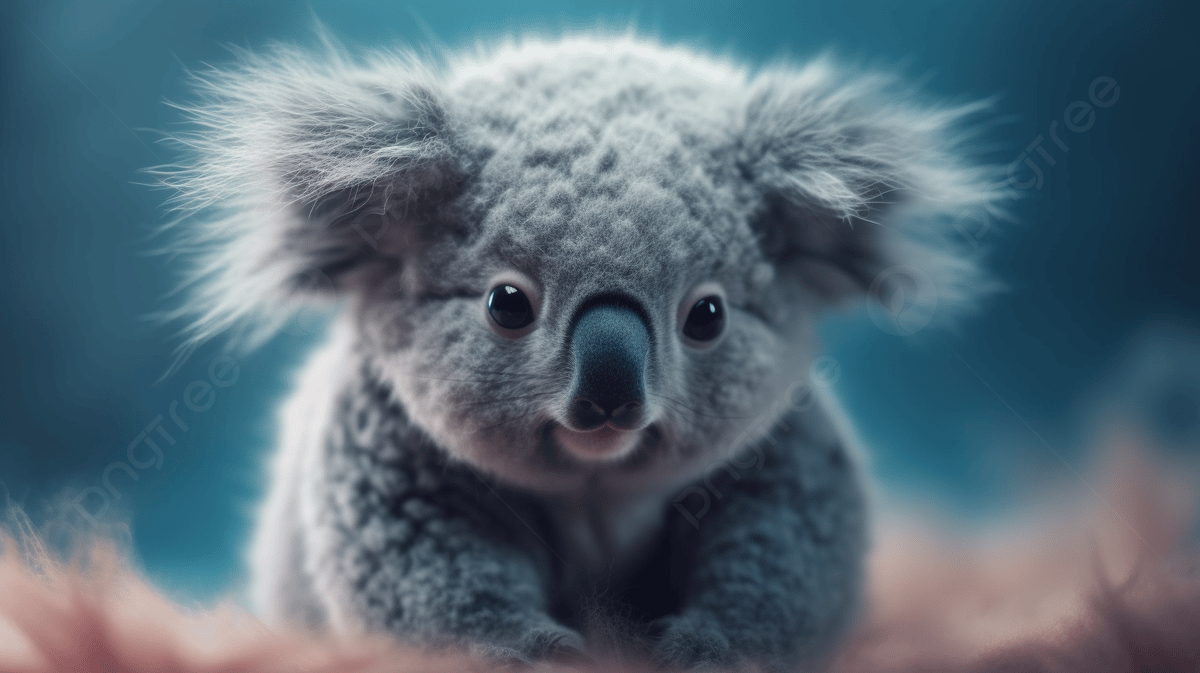 Koala, Flauschig, Digitale Kunst, Blaugrau, Niedlich, Hintergrund