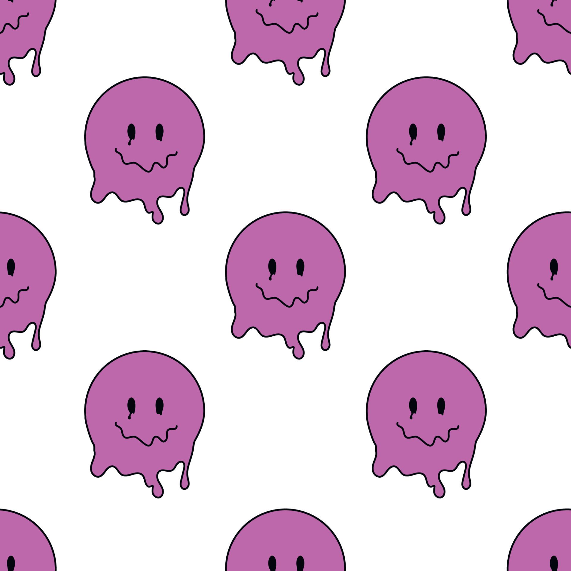 Smileys, Lila, Schmelzend, Weißer Hintergrund, Muster, Full HD Wallpaper