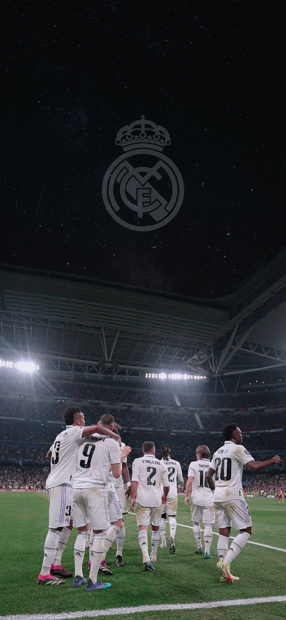 Real Madrid, Spieler, Wappen, Dunkel, Hochformat, Hintergrundbild für iPhone und Android