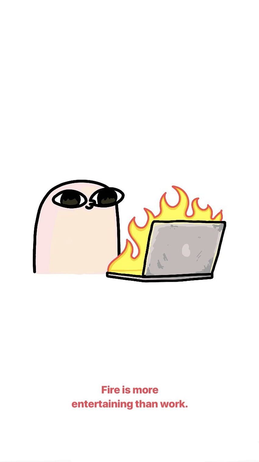 Ketnipz, Brennender Laptop, Arbeit, Humor, Weißer Hintergrund, Sperrbildschirm fürs iPhone