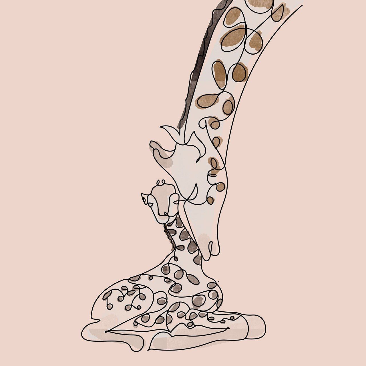 Giraffen, Linienkunst, Rosa Hintergrund, Mutter und Kind, Illustration, HD Wallpaper
