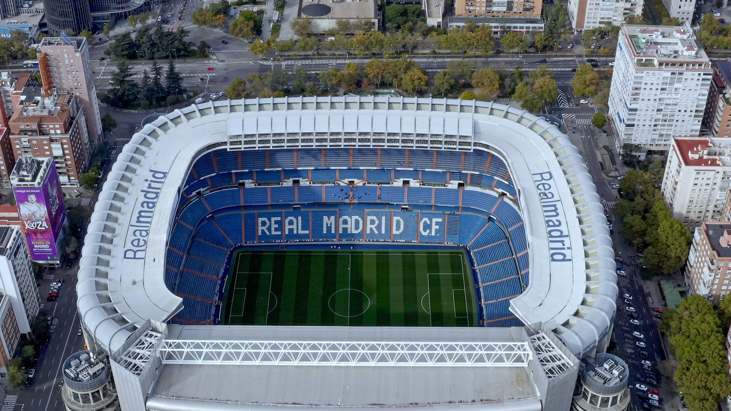 Estadio Santiago Bernabéu, Real Madrid CF, Luftaufnahme, Madrid, Vogelperspektive, 2K Wallpaper